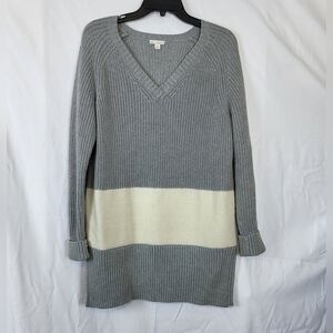 Gap‎ Womens Gray & Beige Contrast Panel Long Sleeve Knit Sweater Tunic Size M